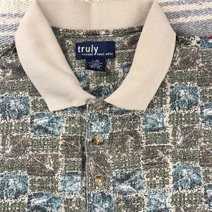 Vintage 90's Cotton Print Polo | Large